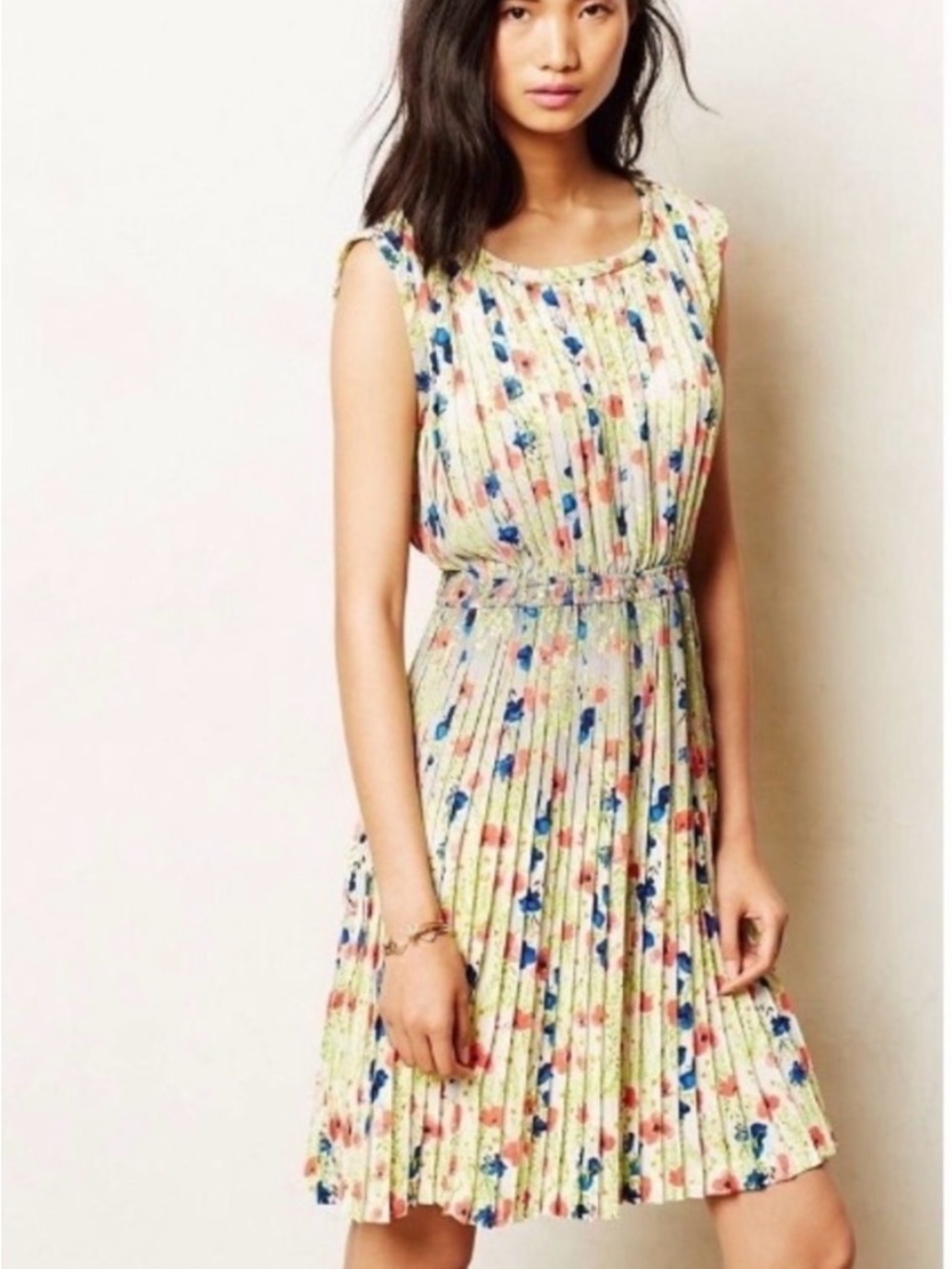 Anthropologie’s Yoana Baraschi Pleated Floral Dress Medium